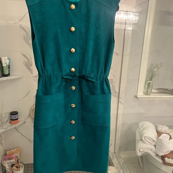 Dressing, rich, extremely rare, find, genuine, ultra, suede jumper dress, size 8 - Picture 8 of 17